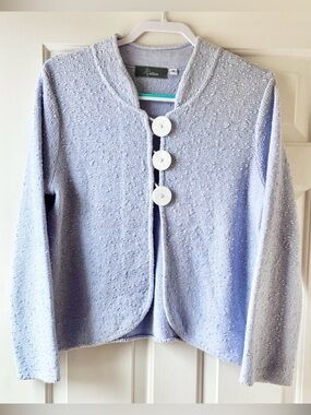 Willow Women’s Cotton Blend Knit Cardigan Sweater Light Blue Purple Size M